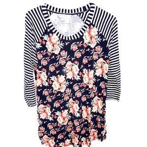 DownEast Navy and Pink Floral Dress